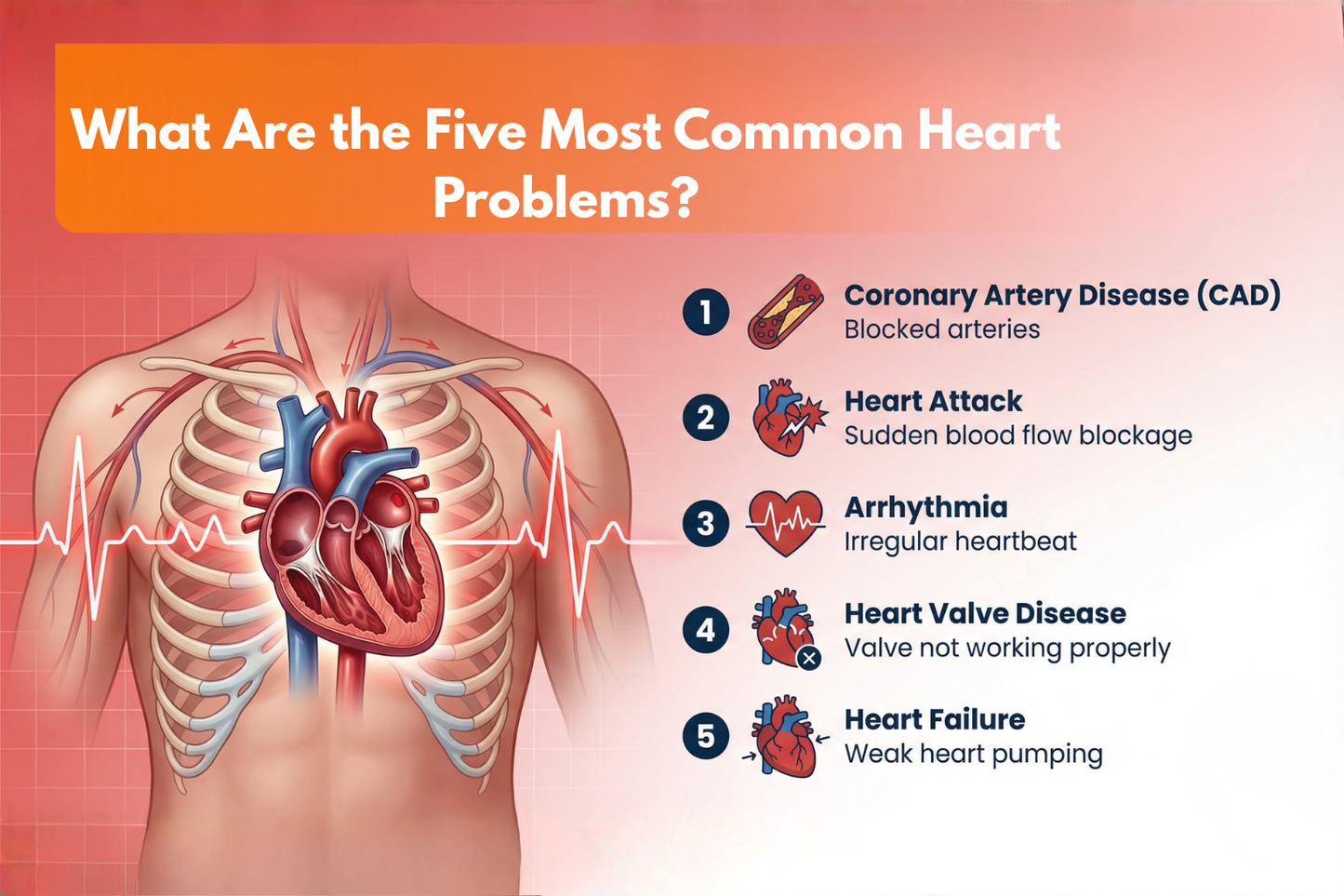  Five Most Common Heart Problems?